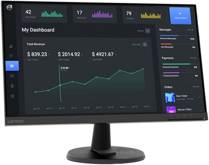 Reconditionné (bon état) - Lenovo D24-40 - Type 67A2 - Moniteur LED 24 pouces - Full HD VA, 75 Hz, HDMI, VGA