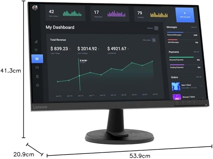 Reconditionné (bon état) - Lenovo D24-40 - Type 67A2 - Moniteur LED 24 pouces - Full HD VA, 75 Hz, HDMI, VGA