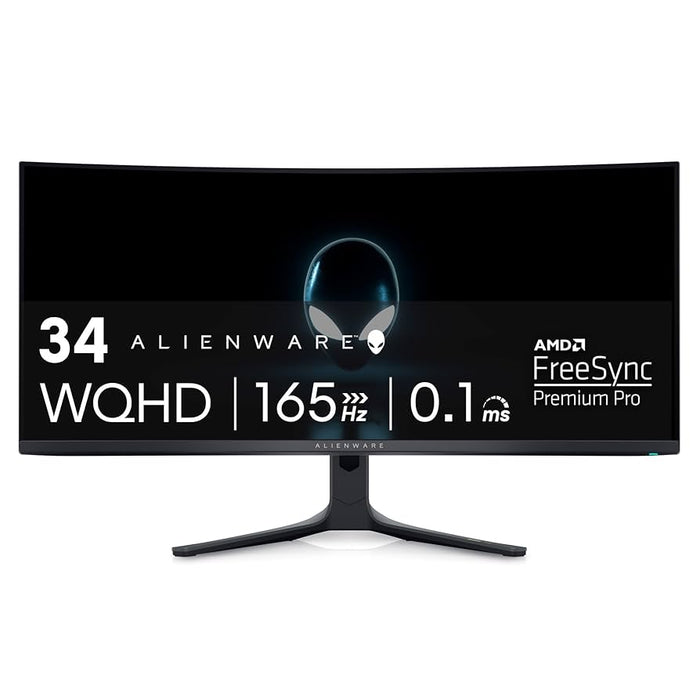 Refurbished (Excellent) - Dell AW3423DWF (Gaming) Curved Monitor 34" QD-OLED 3440x1440 165Hz, AMD Free Sync, DP, 2xHDMI