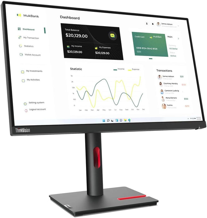 Brand New - Lenovo ThinkVision T23i-30 23" Class Full HD LCD Monitor - 16:9 - Raven Black
