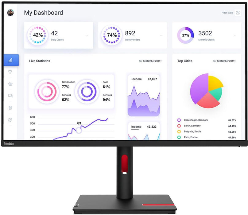 Brand New - Lenovo ThinkVision T22i-30 21.5 Full HD WLED LCD Monitor - 16:9 - Raven Black