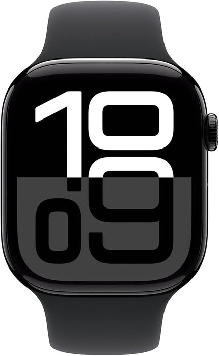 Refurbished (Fair) - Apple Watch Series 10 [GPS, 46mm] Smartwatch with Jet Black Aluminium Case with Black Sport Band