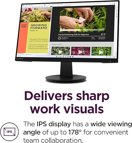 Refurbished (Good) - Lenovo N27q 27" Monitor - QHD Display (IPS, 100Hz, 4ms, DP Cable, HDMI, AMD FreeSync) Swivel Setting - Black