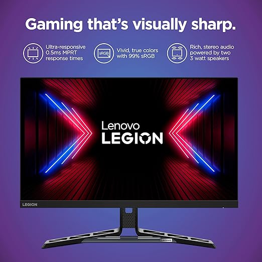 Remis à neuf (bon état) - Écran gaming Lenovo Legion R27q-30, écran QHD 27 pouces, 180 Hz, temps de réponse de 0,5 ms, AMD FreeSync Premium, support inclinable/relevable/pivotant/pivotant, HDMI 2.1 et DisplayPort 1.4
