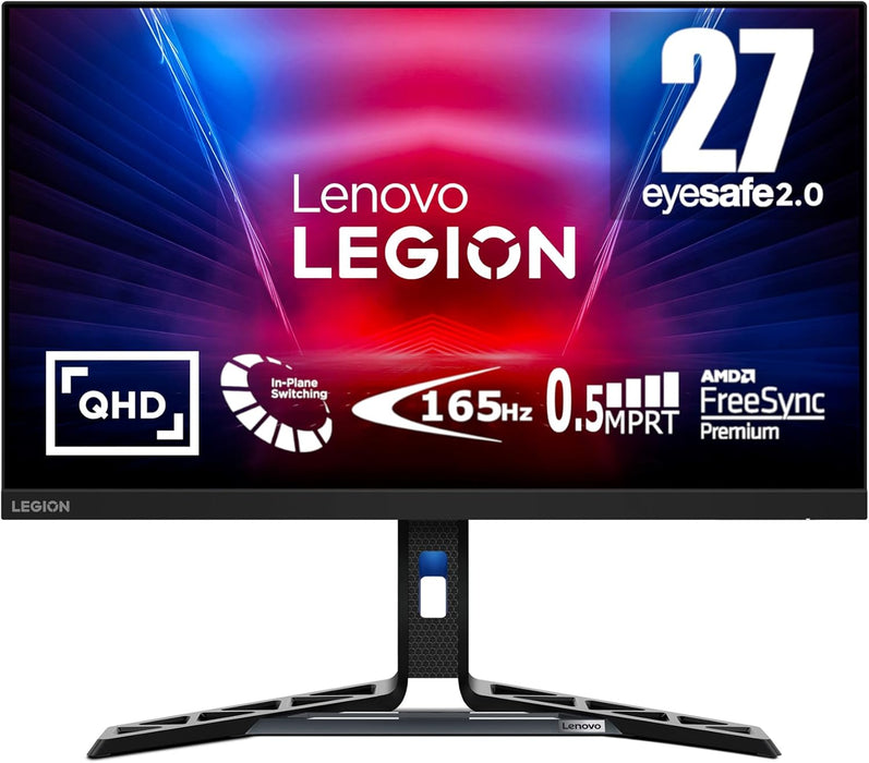 Écran de jeu Lenovo Legion R27q-30, 27 pouces QHD, 180 Hz, temps de réponse de 0,5 ms, AMD FreeSync Premium, support inclinable, pivotant et relevable, HDMI 2.1 et DisplayPort 1.4, 350 nits