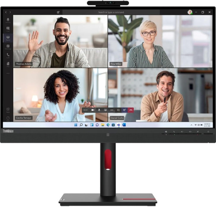 Écran LED WQHD Lenovo ThinkVision T27hv-30 27 pouces avec webcam, boîte ouverte, 16:9, noir corbeau
