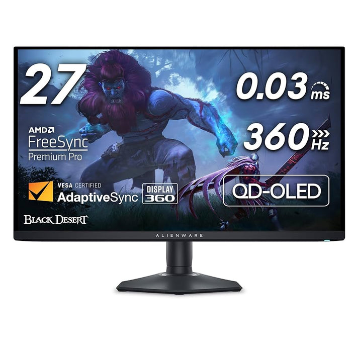 Refurbished (Excellent) - Dell Alienware AW2725DF OLED Gaming Monitor - 26.7-inch QHD (2560x1440) 360Hz 0.03Ms Display, AMD FreeSync Premium Pro, HDMI/DP/USB 3.2 Gen1, Height/Tilt/Swivel/Pivot