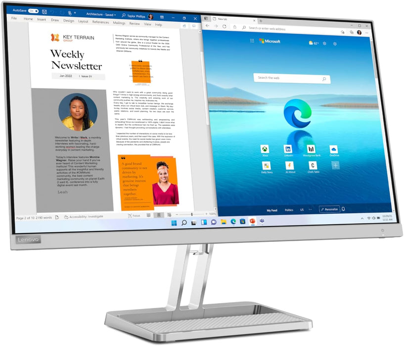 Lenovo L27i-40 - Écran IPS Full HD 27" - 100 Hz - AMD Free Sync - Certifié Low Bluelight - Haut-parleurs intégrés - HDMI - VGA - USB-C - Support inclinable - 67ABKCC4US