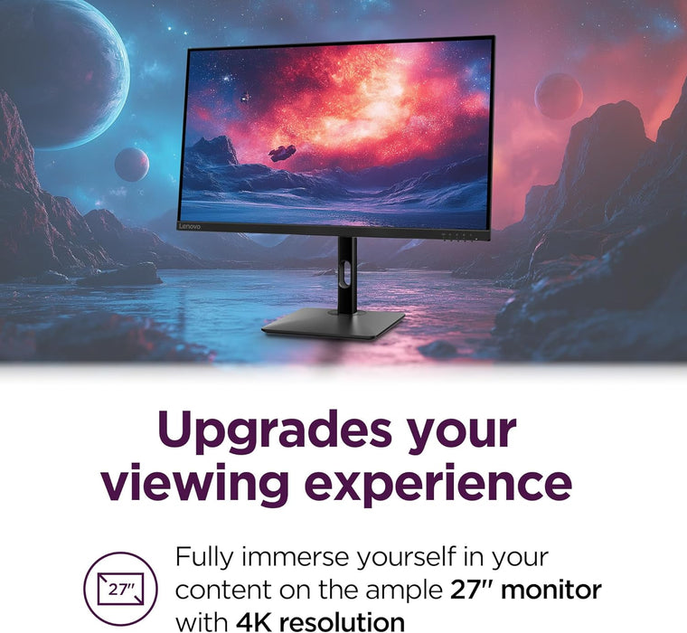 Produit déballé - Moniteur Lenovo N27p 27" QHD (3840 x 2160) - 2 ports HDMI, 1 port DisplayPort, 350 nits, 180 Hz, dalle IPS, temps de réponse de 0,5 ms - Noir