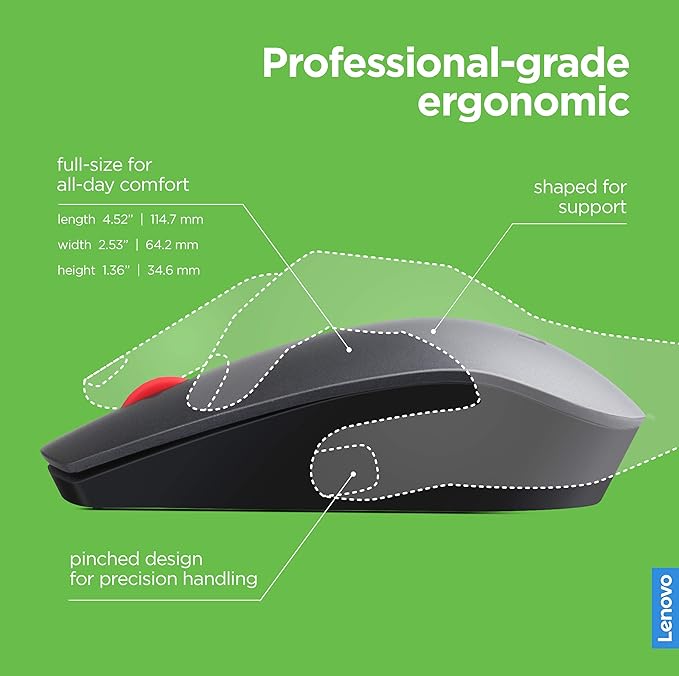 Open Box - Lenovo 700 Wireless Laser Mouse - 1600 DPI - 2.4 Ghz - Ambidextrous Design