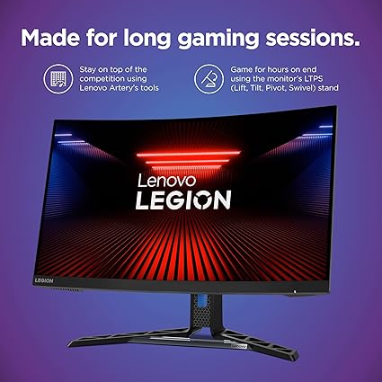 Refurbished (Excellent) - Lenovo Legion R27fc-30 Gaming Monitor - 27" 1920 x 1080 Curved Display - 240 Hz - AMD Free Sync - Low Blue Light Certified - HDMI - VGA