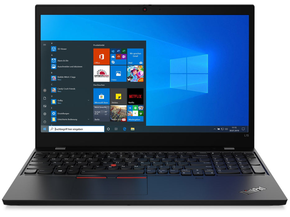 Remis à neuf (bon) - Ordinateur portable Lenovo ThinkPad L15 Gen1 20X3003CUS 15", Intel Core i5-10210U, RAM 16 Go, SSD 256 Go, système d'exploitation Windows 10 Pro 64 bits installé anglais américain noir